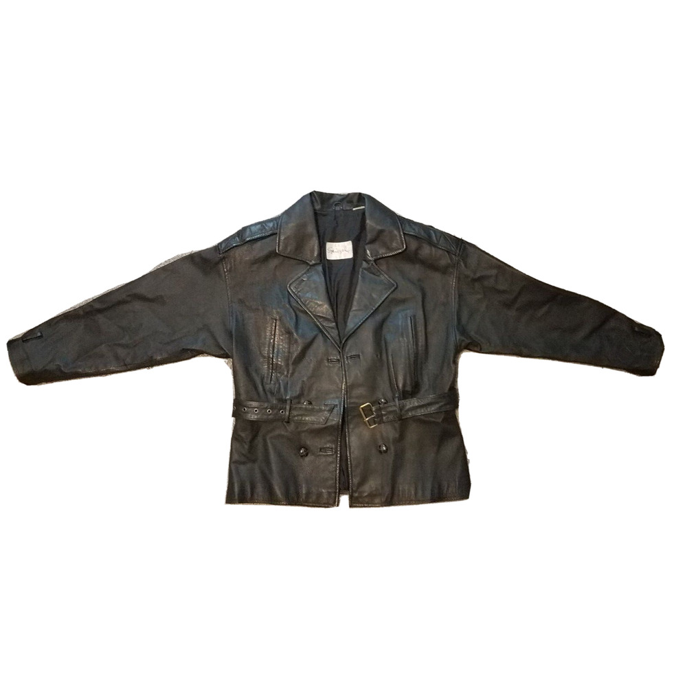 Vintage 90s Spiegel Black Leather Coat Jacket Women's Size XL GUC